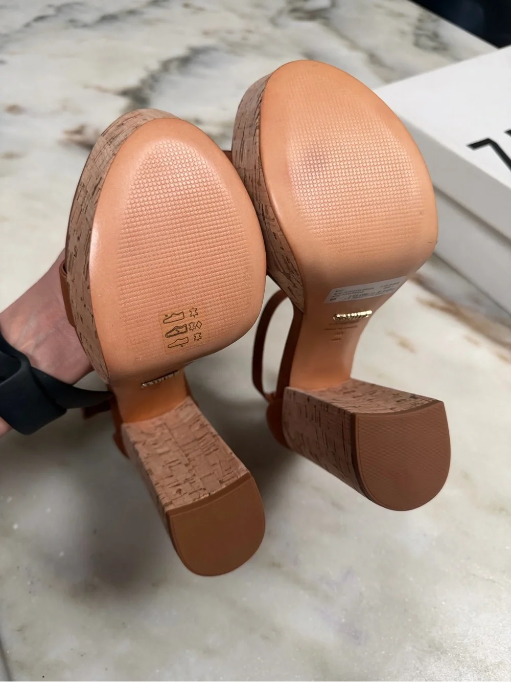 BNIB Schutz Brown Nubuck Cork Platform Ankle-Strap Sandals, size 8